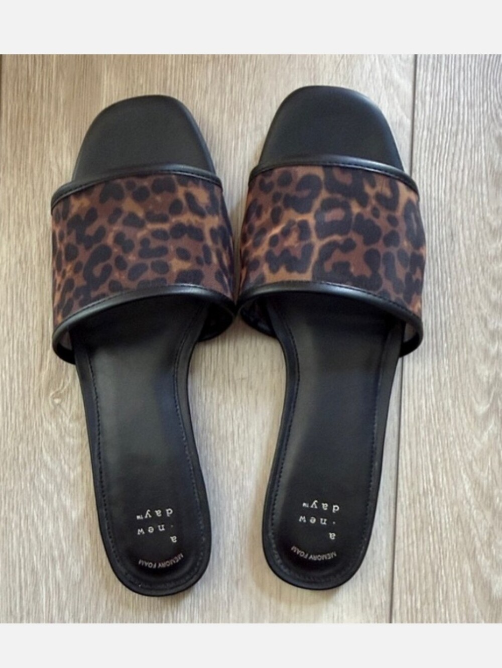 A New Day Leopard Print Slides Flats 9.5
